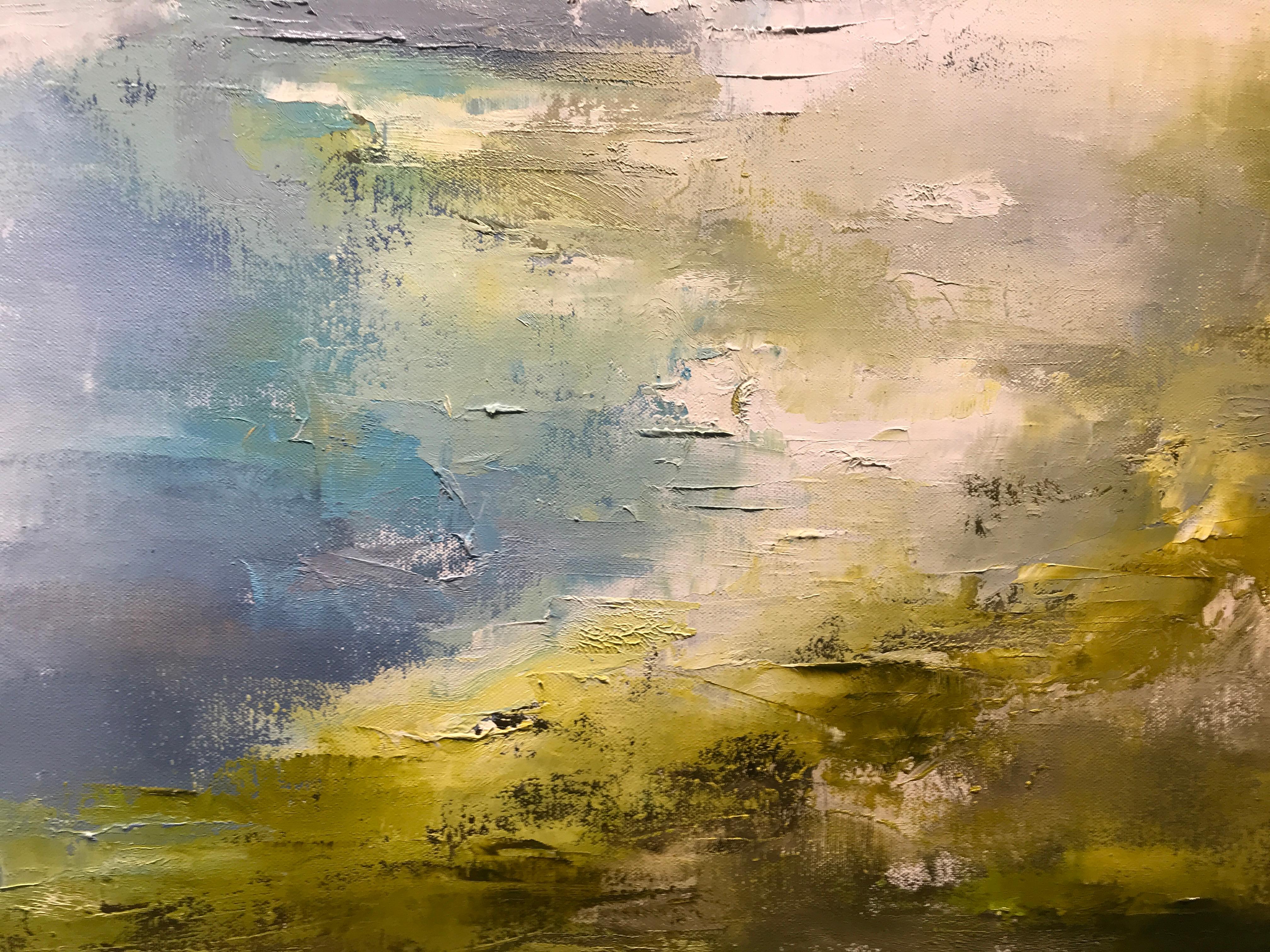 Shimmering Harbor by Heidi Kirschner, Square Abstract Oil on Canvas Painting 4