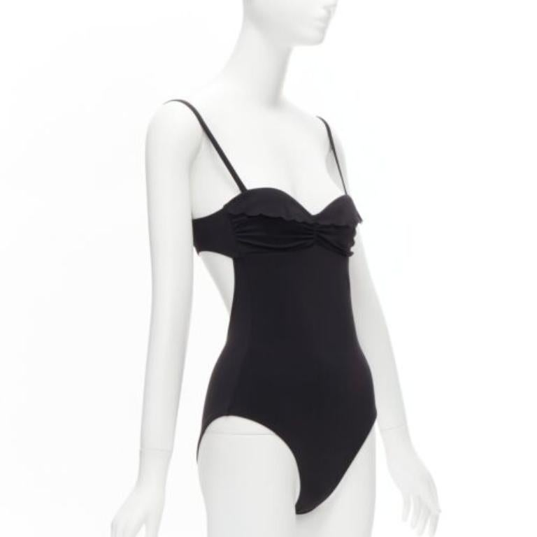 Grigio HEIDI Klein, costume da bagno intero senza schienale e svolazzante con logo in oro nero US0 XS in vendita