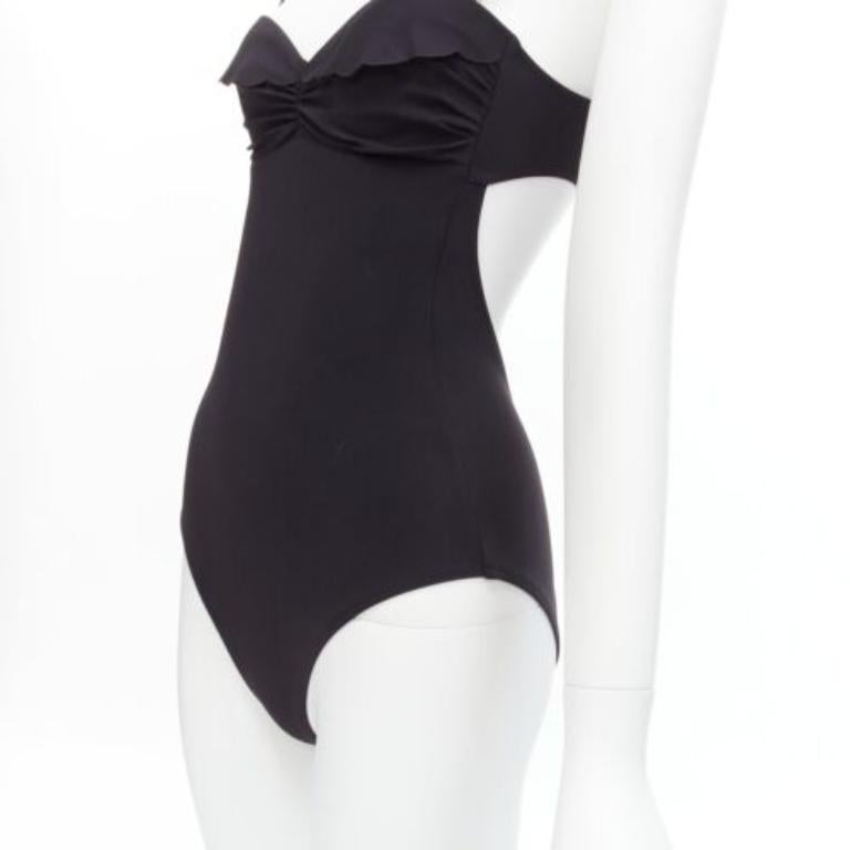 HEIDI Klein, costume da bagno intero senza schienale e svolazzante con logo in oro nero US0 XS in vendita 3