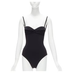 HEIDI KLEIN black gold logo clasp backless flutter one piece swimsuit US0 XS