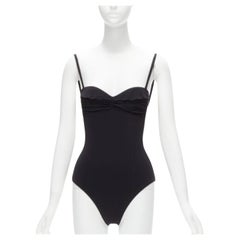HEIDI KLEIN black gold logo clasp backless flutter one piece swimsuit US0 XS