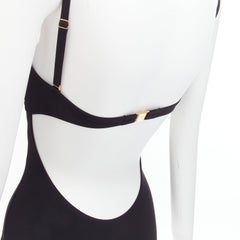 HEIDI KLEIN gold logo clasp backless flutter bust one piece swimsuit US0 XS