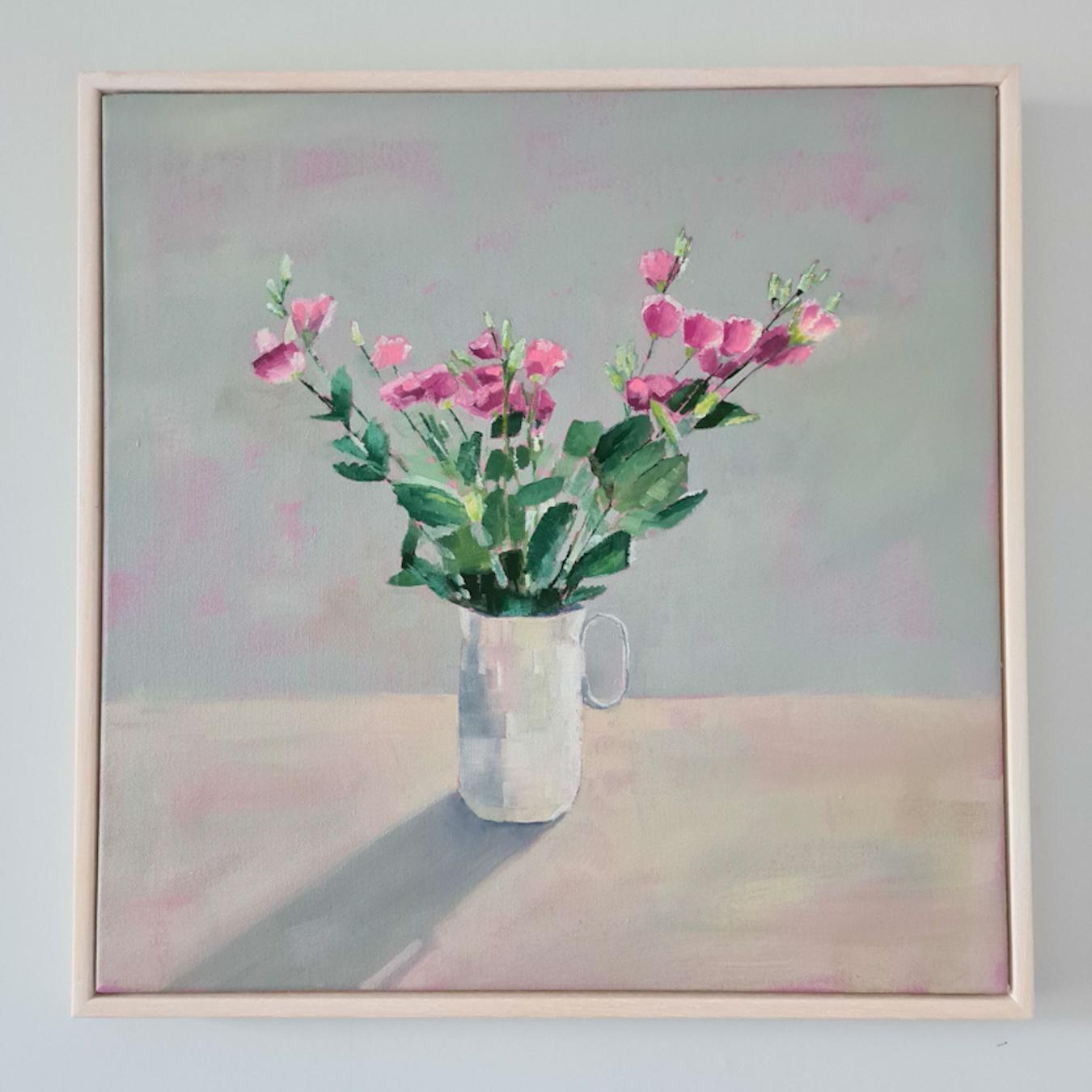 Pink Flowers, Heidi Laughton, Original painting, Still life art, Floral art - Impressionist Painting by Heidi Laughton 