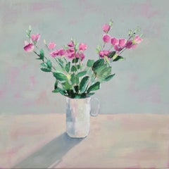 Fleurs roses, Heidi Laughton, peinture originale, nature morte, art floral