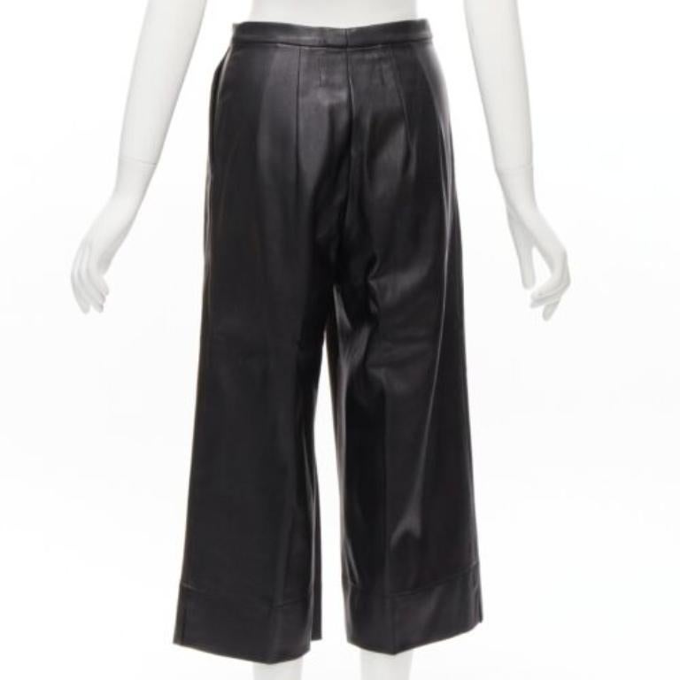 De las mujeres HEIDI MERRICK pantalones culotte de cuero negro con pliegues delanteros y cintura alta US2 S en venta