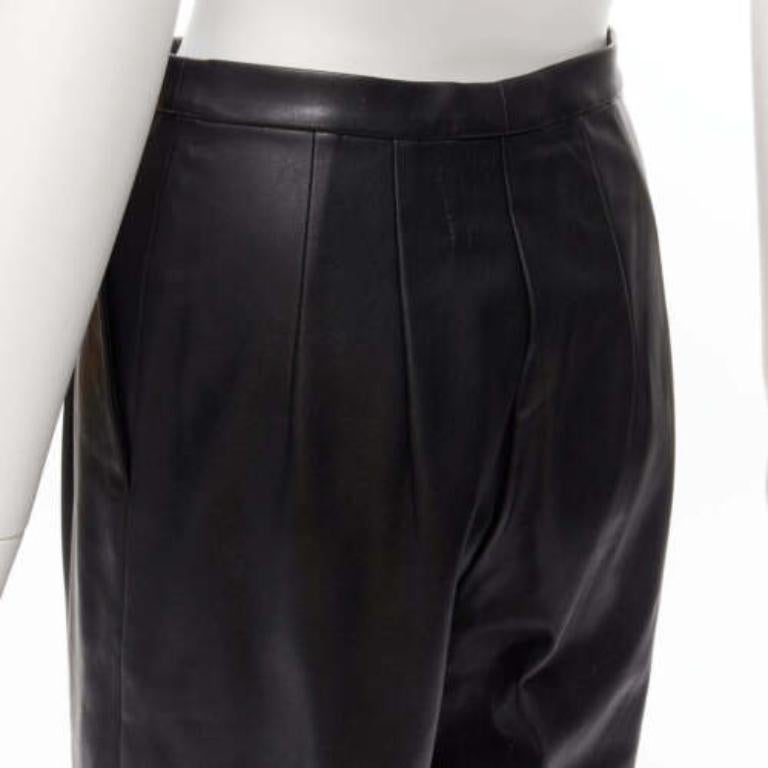 HEIDI MERRICK pantalones culotte de cuero negro con pliegues delanteros y cintura alta US2 S en venta 2