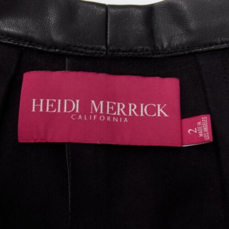 HEIDI MERRICK pantalones culotte de cuero negro con pliegues delanteros y cintura alta US2 S en venta 3