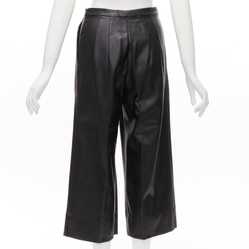 Women's HEIDI MERRICK genuine leather pleated high waist cropped culotte pants US2 S For Sale