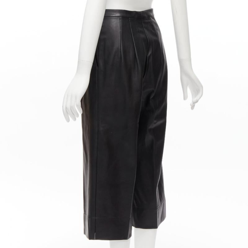 HEIDI MERRICK genuine leather pleated high waist cropped culotte pants US2 S For Sale 1