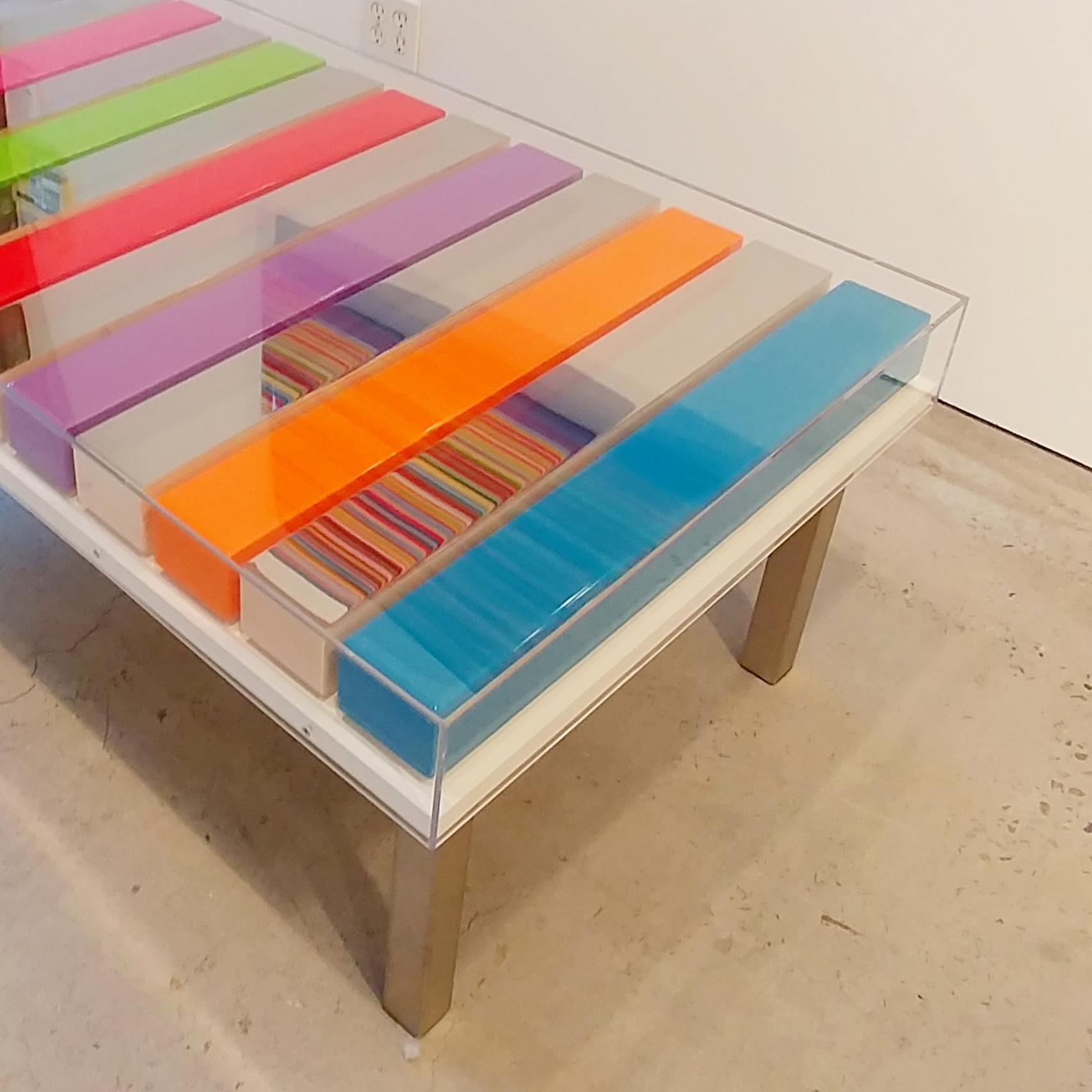 Heidi Spector's It’s Not You, It’s Me is the artist's first sculptural object which can be used as a functional coffee table. 

Referred to by the artist as “geometric minimalism,” Spector purposefully avoids injecting specific emotional content to