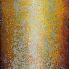 "Inspirierender Aufstieg I" - Großes vertikales abstraktes Gemälde in Rost und Gelb