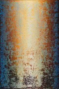Soul Radiance - Abstract Large Vertical Orange and Blue Painting