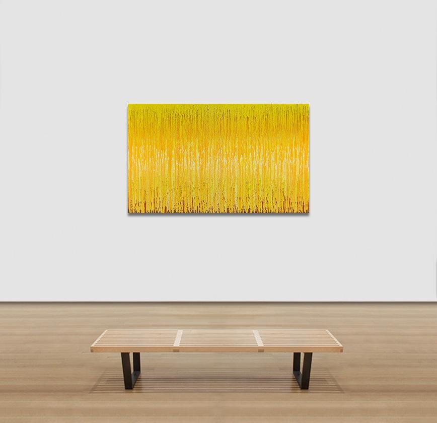 Veils of Sunshine - Yellow Abstract Art, Abstract Painting Yellow, Drip Painting For Sale 4