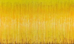 Veils of Sunshine - Gelbes Farbfeldgemälde, Gold, Tropfen, Tropfen