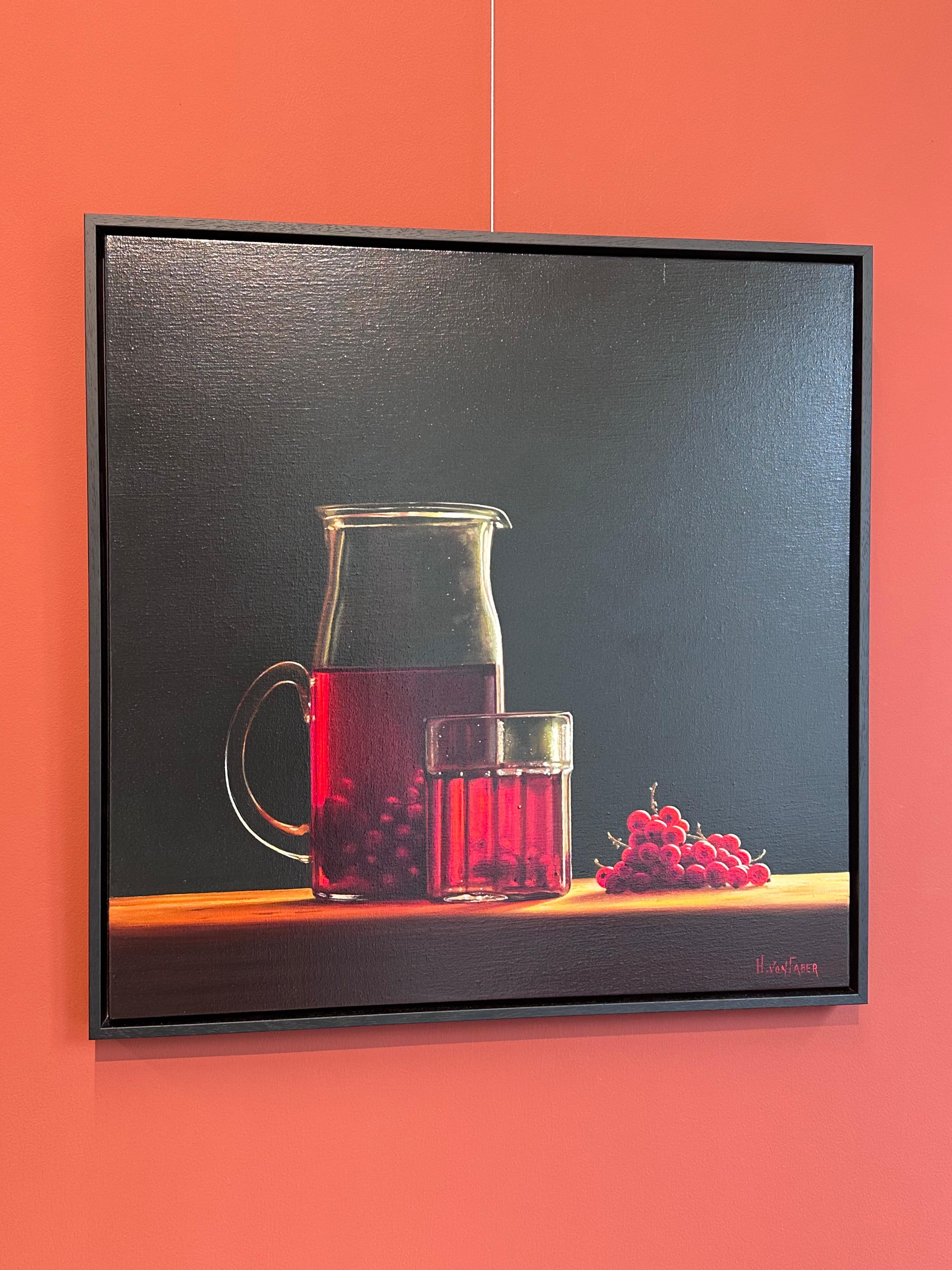 Berry juice with ribbed glass - 21st Century Dutch Still-life painting 1