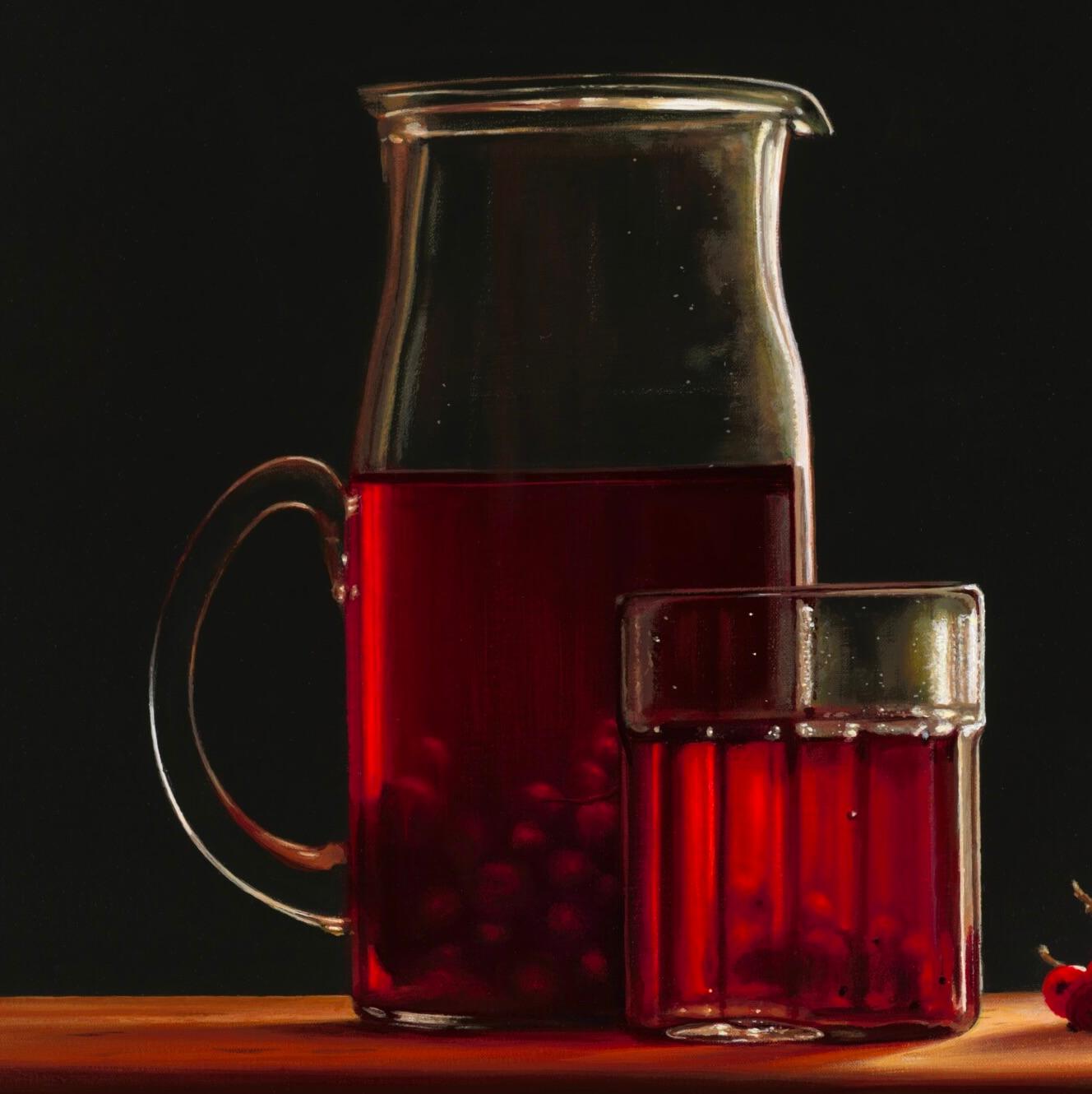 Berry juice with ribbed glass - 21st Century Dutch Still-life painting 4