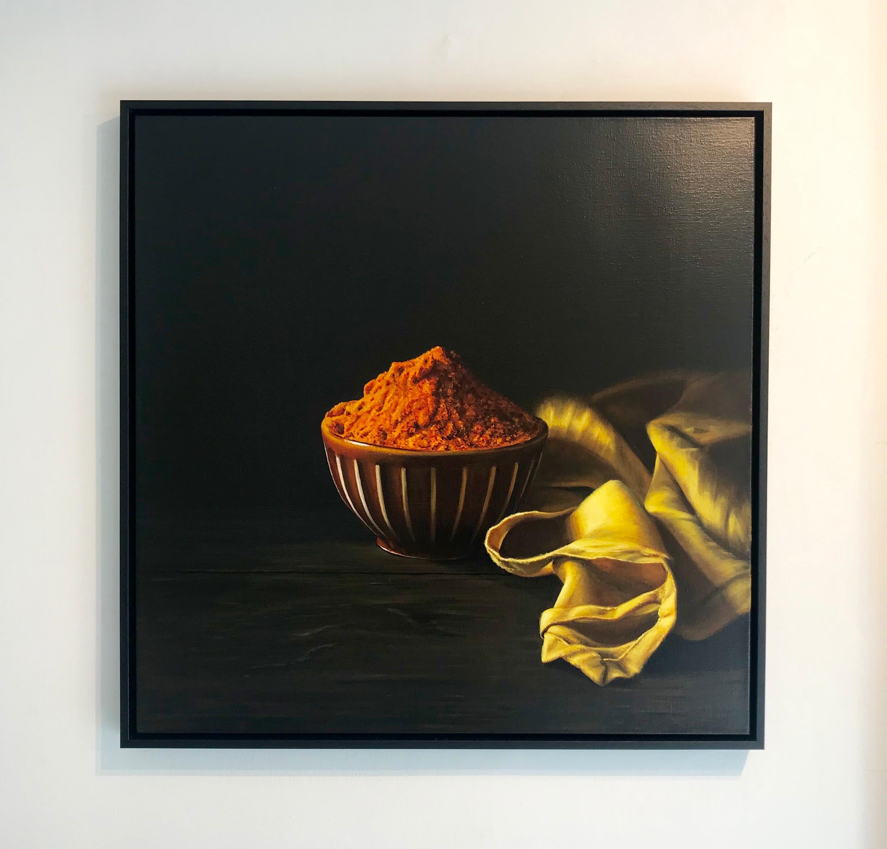 Bowl with Spices-original hyper realism still life oil painting-contemporary Art - Painting by Heidi von Faber