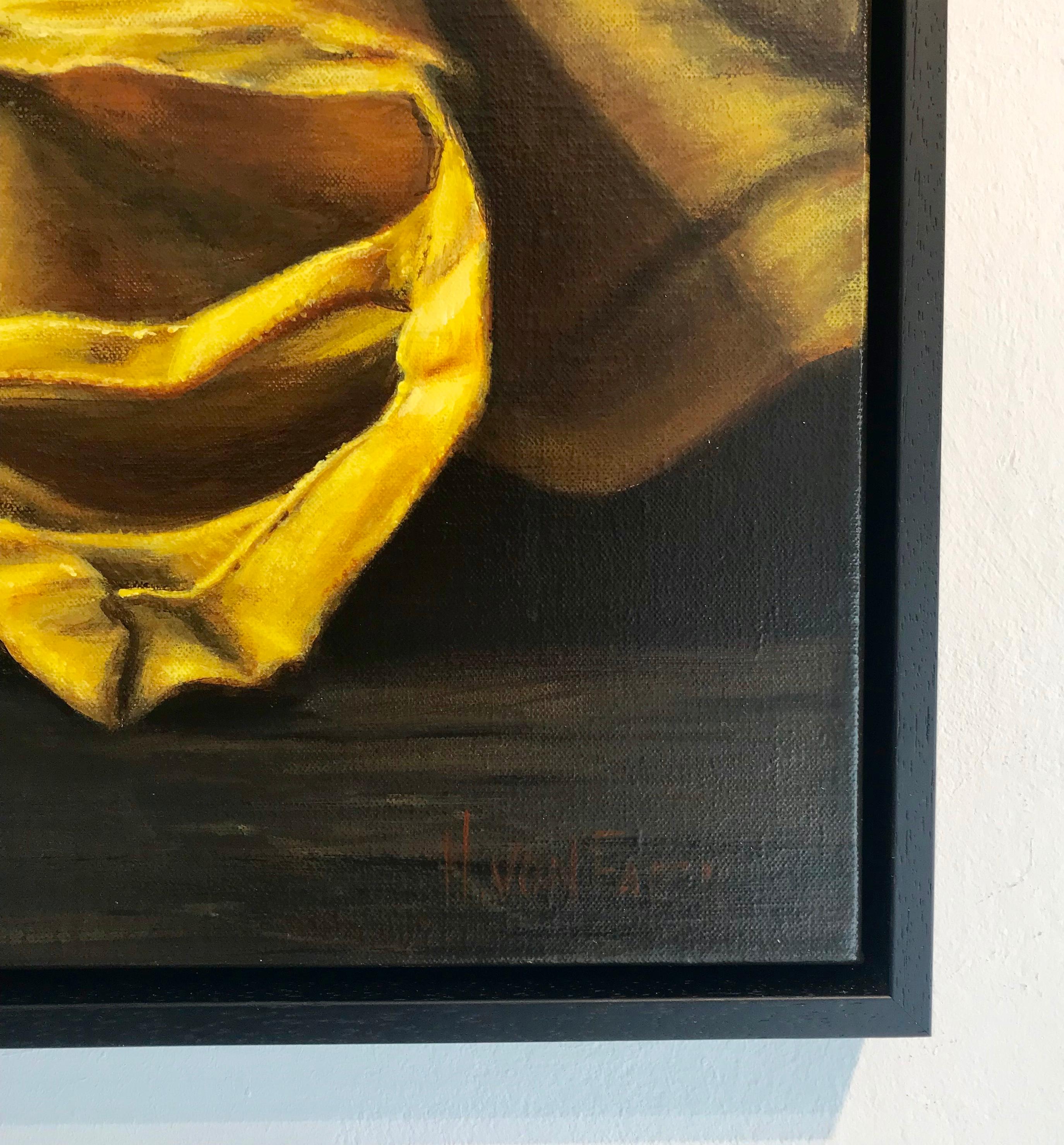 Bowl with Spices-original hyper realism still life oil painting-contemporary Art - Black Still-Life Painting by Heidi von Faber