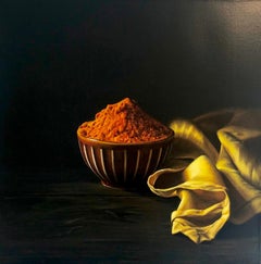 Bowl with Spices-original hyper realism still life oil painting-contemporary Art