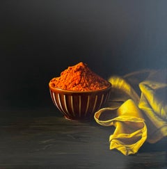 Bowl with Spices-original Hyper realism still life painting-contemporary Art
