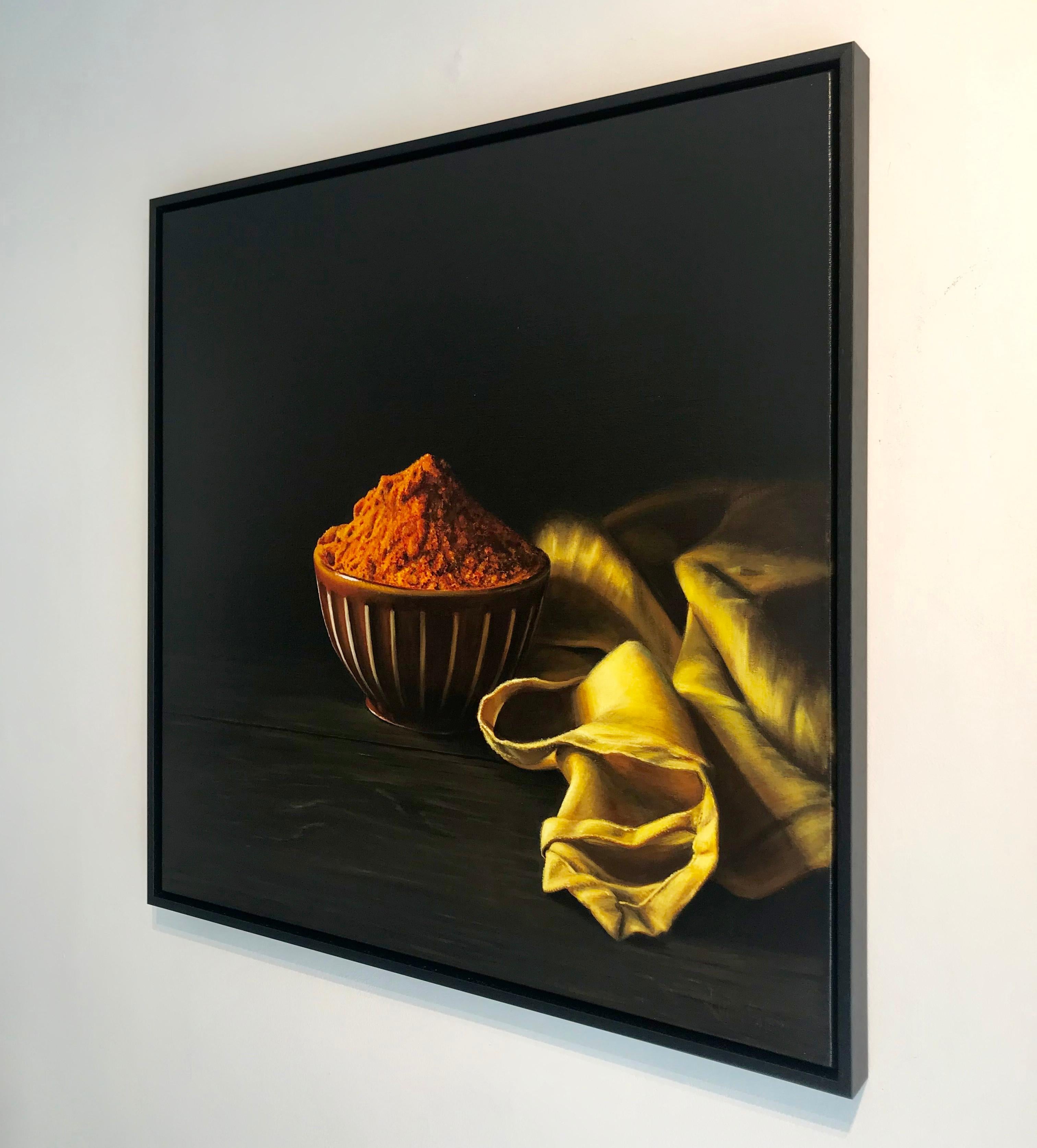 Bowl with Spices-original modern realism still life painting-contemporary Art - Photorealist Painting by Heidi von Faber