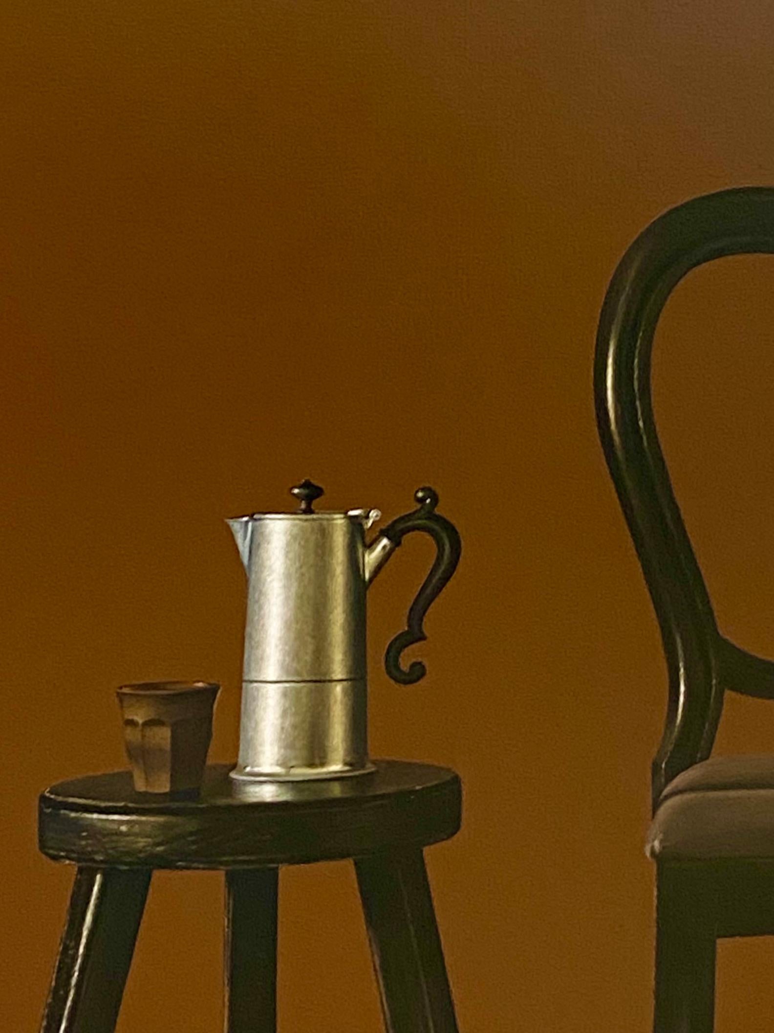Chair with Percolator-21st Contemporary Dutch Still-life painting with Furniture 1