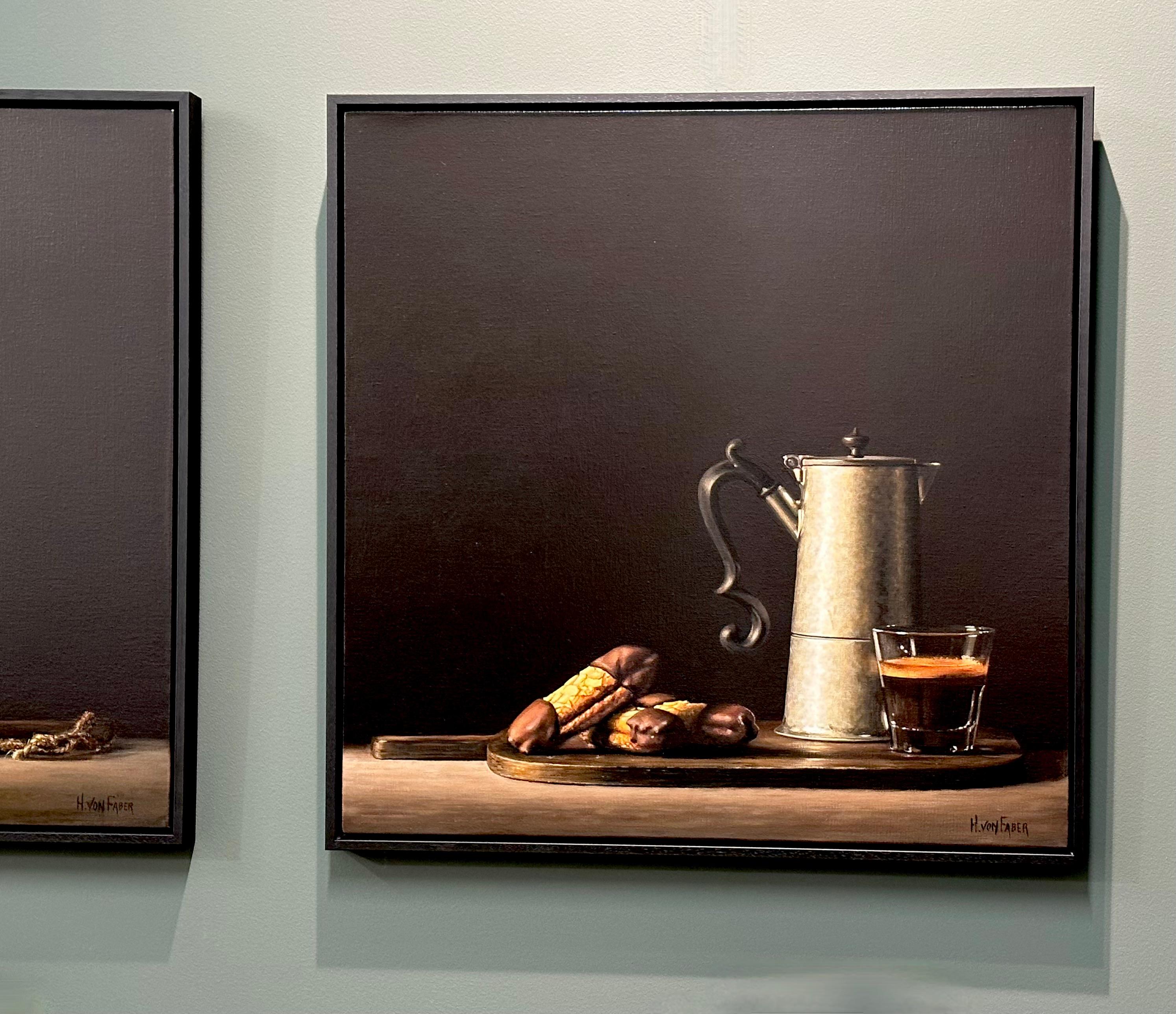 Chocolate Cookies with Coffee - 21st Contemporary Realistic Still-life painting 1