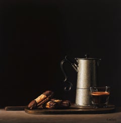 Chocolate Cookies with Coffee - 21st Contemporary Realistic Still-life painting