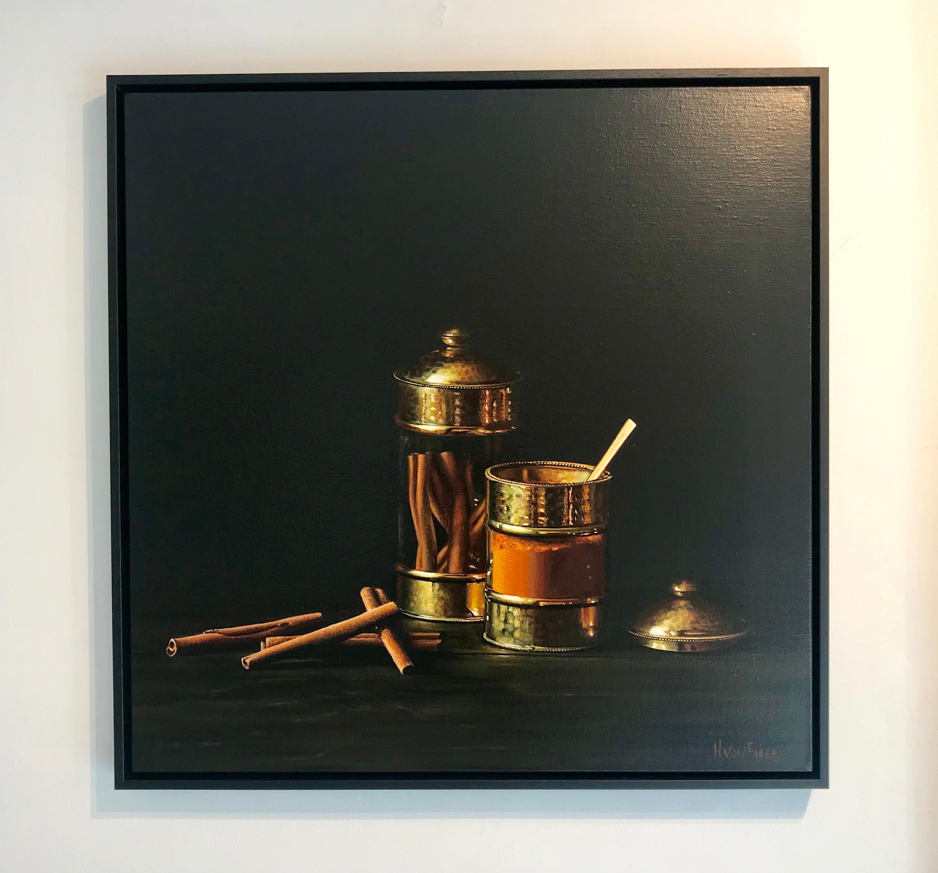 Cinnamon Still Life - original modern classical still life dutch food hyper real - Painting by Heidi von Faber