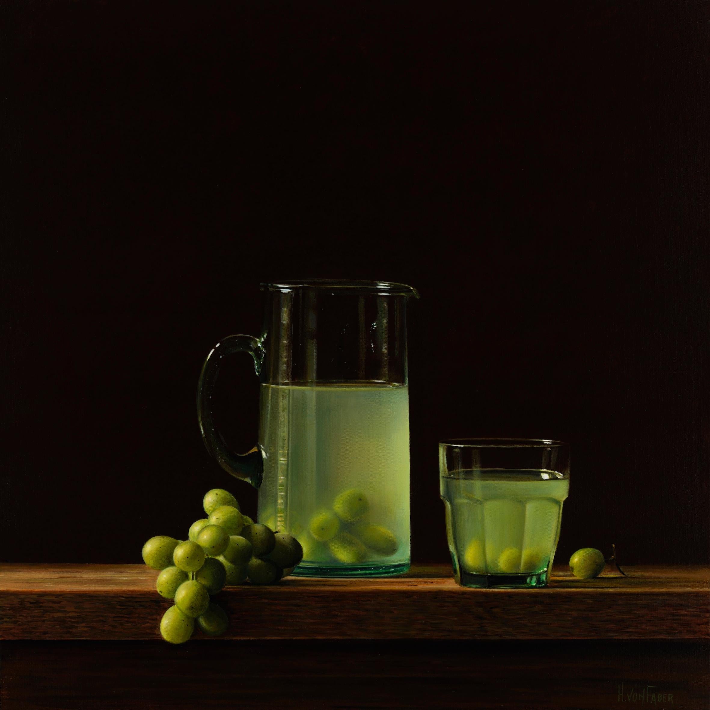 Grapes and Jug - original realism still life painting - contemporary Art