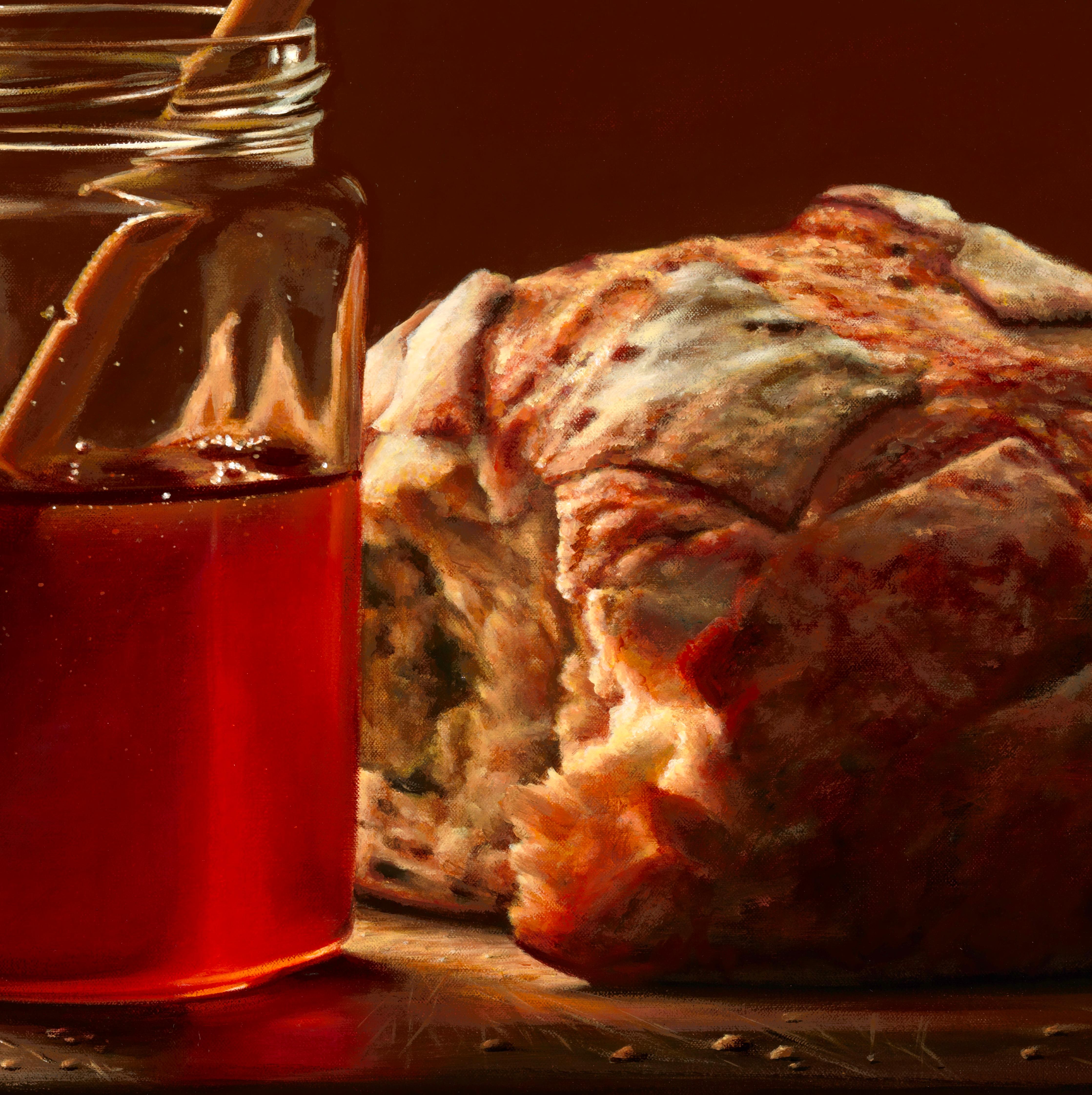Honey and Bread - 21st Century Dutch Still-life painting - Contemporary Painting by Heidi von Faber