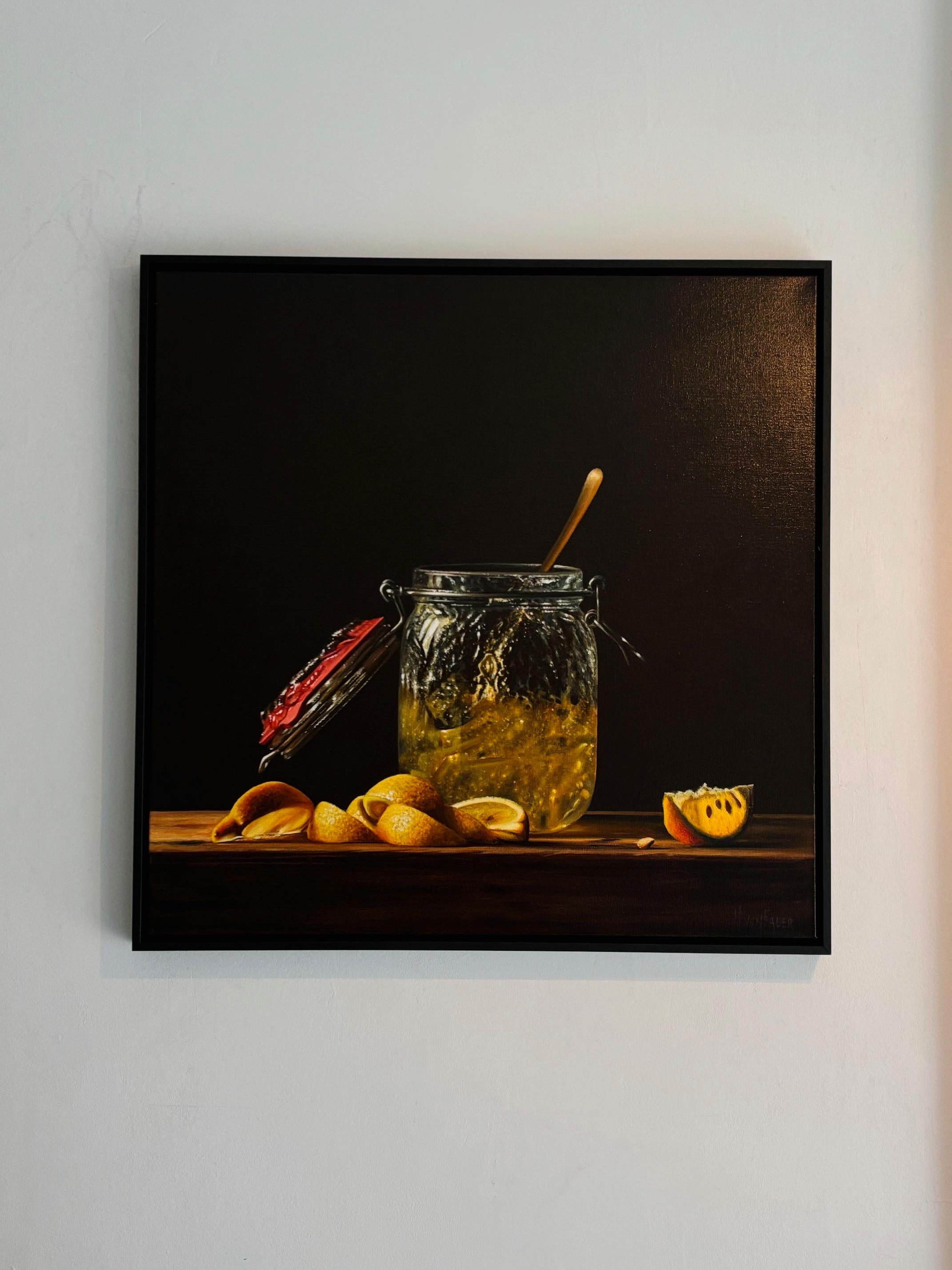 Lemon Jelly Marmalade - original still life realism painting - contemporary Art - Photorealist Painting by Heidi von Faber