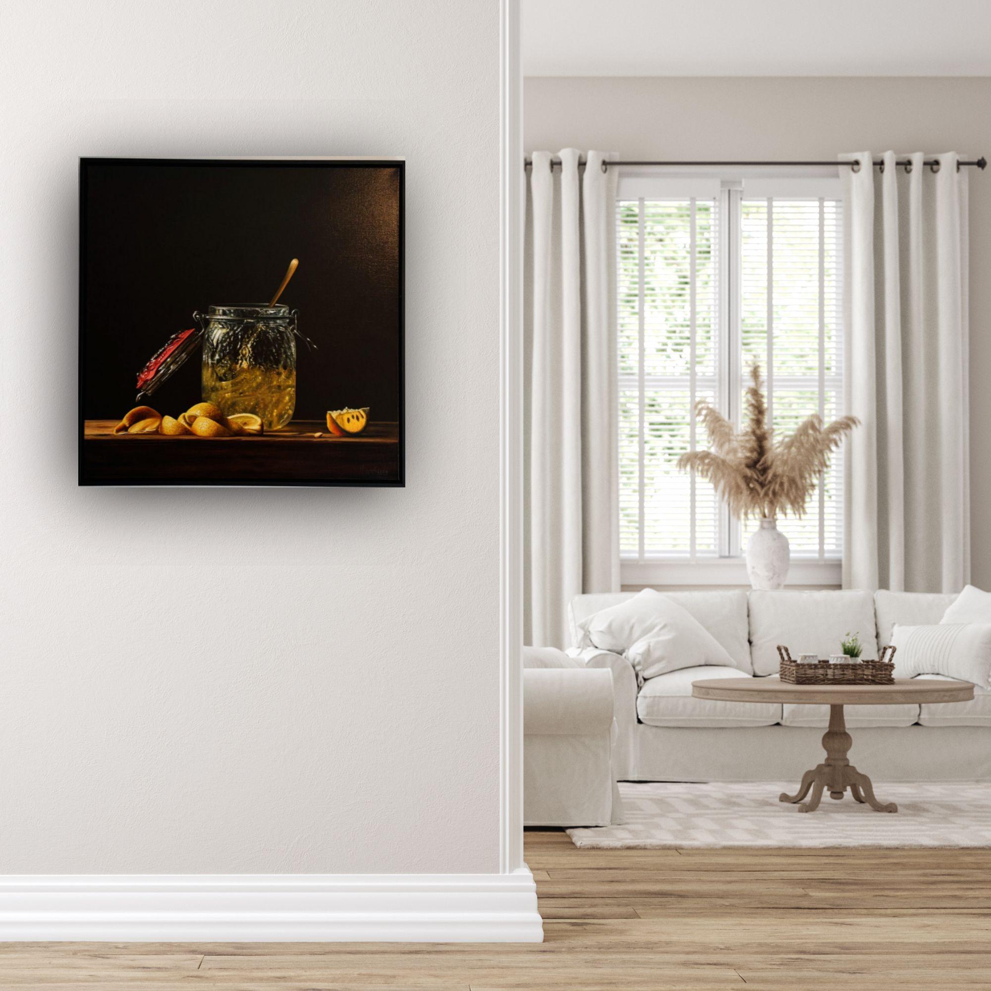 This exceptional artwork is currently on display and available for sale at Signet Contemporary Art Gallery and online.

In Lemon Jelly Marmalade, Heidi Von Faber captures the delicate beauty of a jar filled with lemon marmalade, its smooth surface