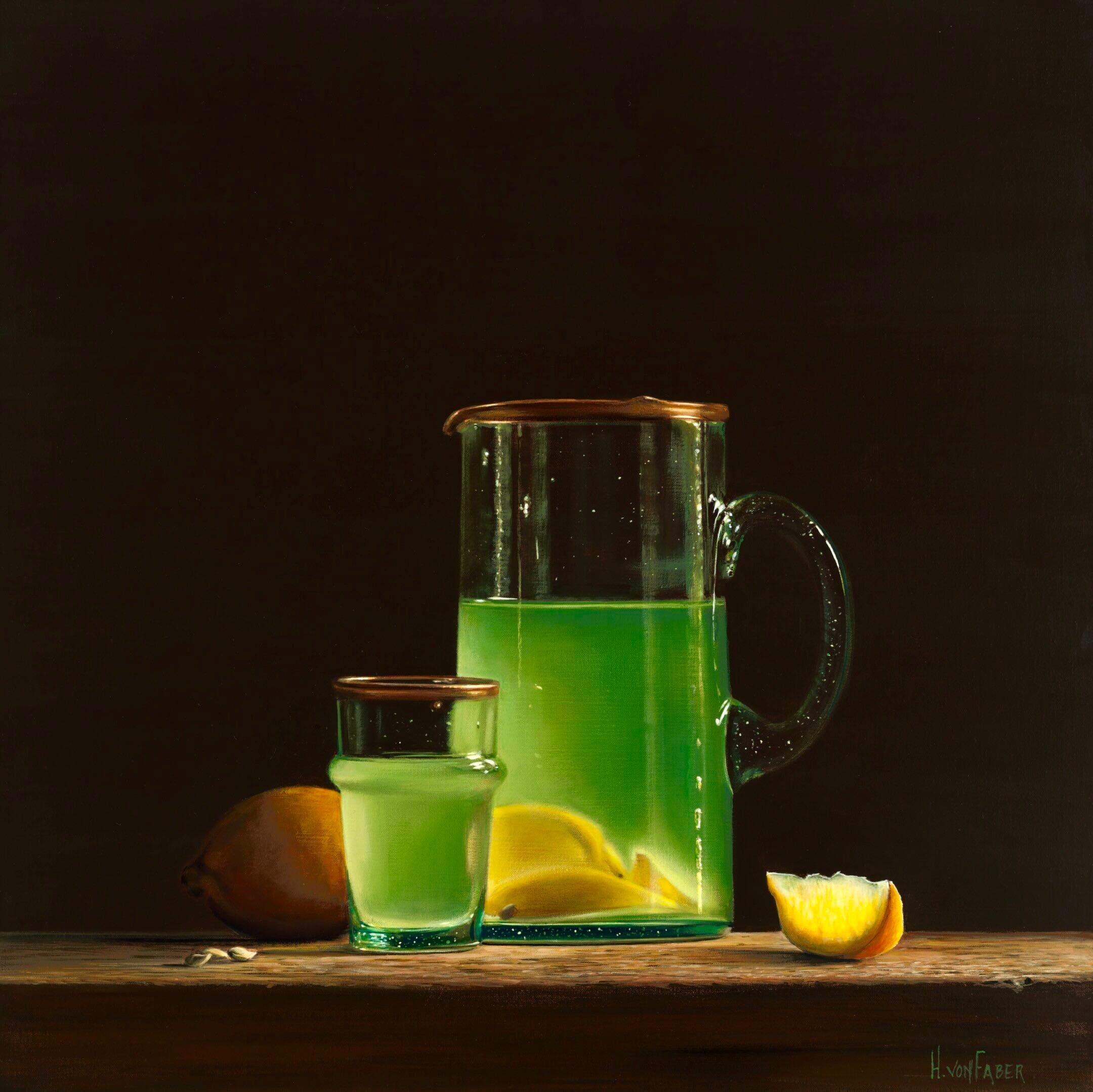 Heidi von Faber Still-Life Painting - Lemon Limonade - 21st Century Dutch Still-life painting of limonade  & Lemons