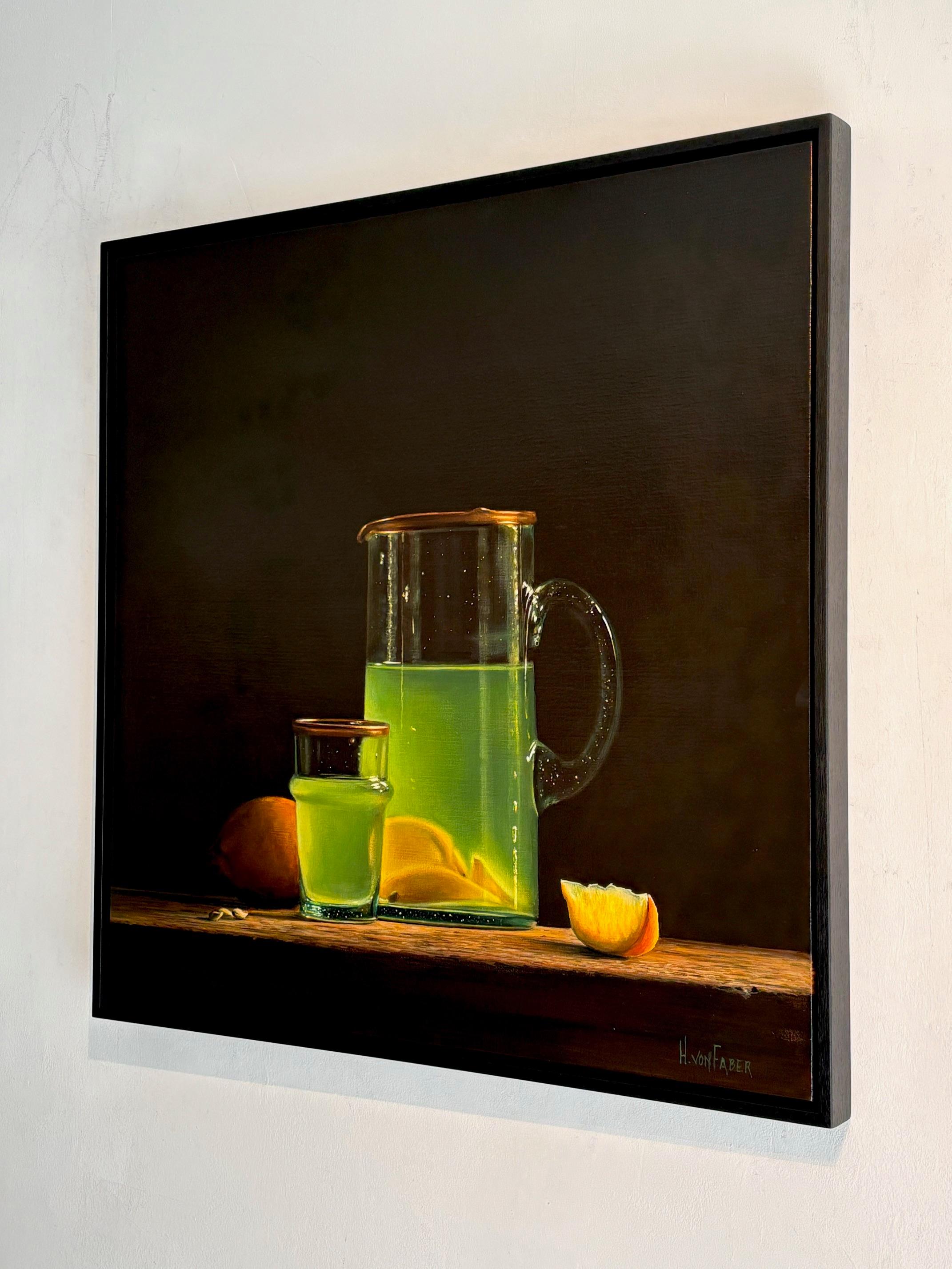 Lemonade II  - original still life realism painting - contemporary Artwork - Photorealist Painting by Heidi von Faber