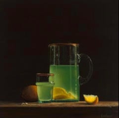 Lemonade II  - original still life realism painting - contemporary Artwork