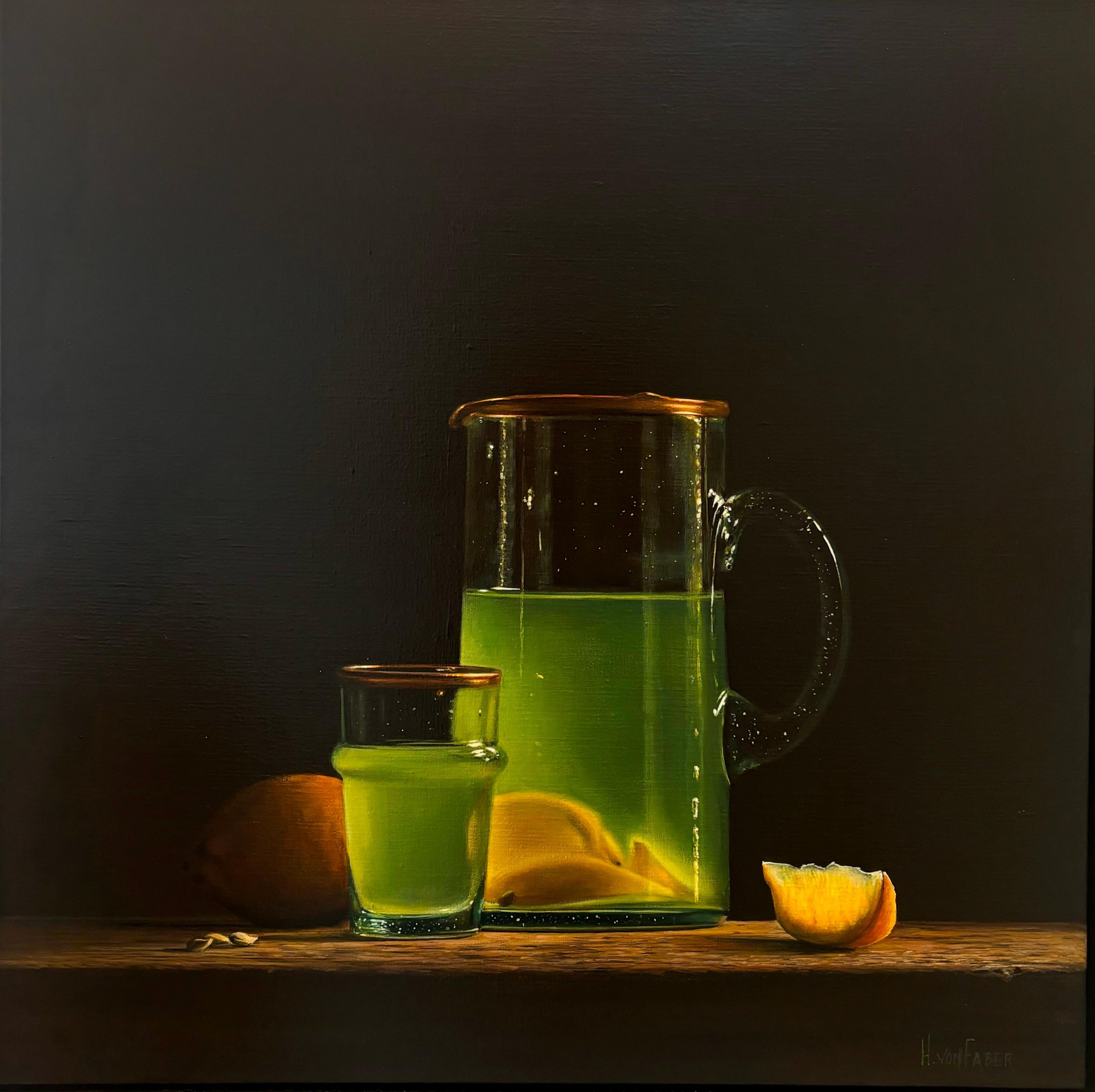 Lemonade II  - original still life realism painting - contemporary Artwork