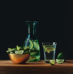 Lime in Golden Bowl - hyperrealism realistic artwork still life study Dutch