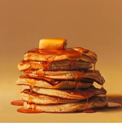 Pancakes with butter and Honey- 21st Century Hyper Realistic Still-life Painting