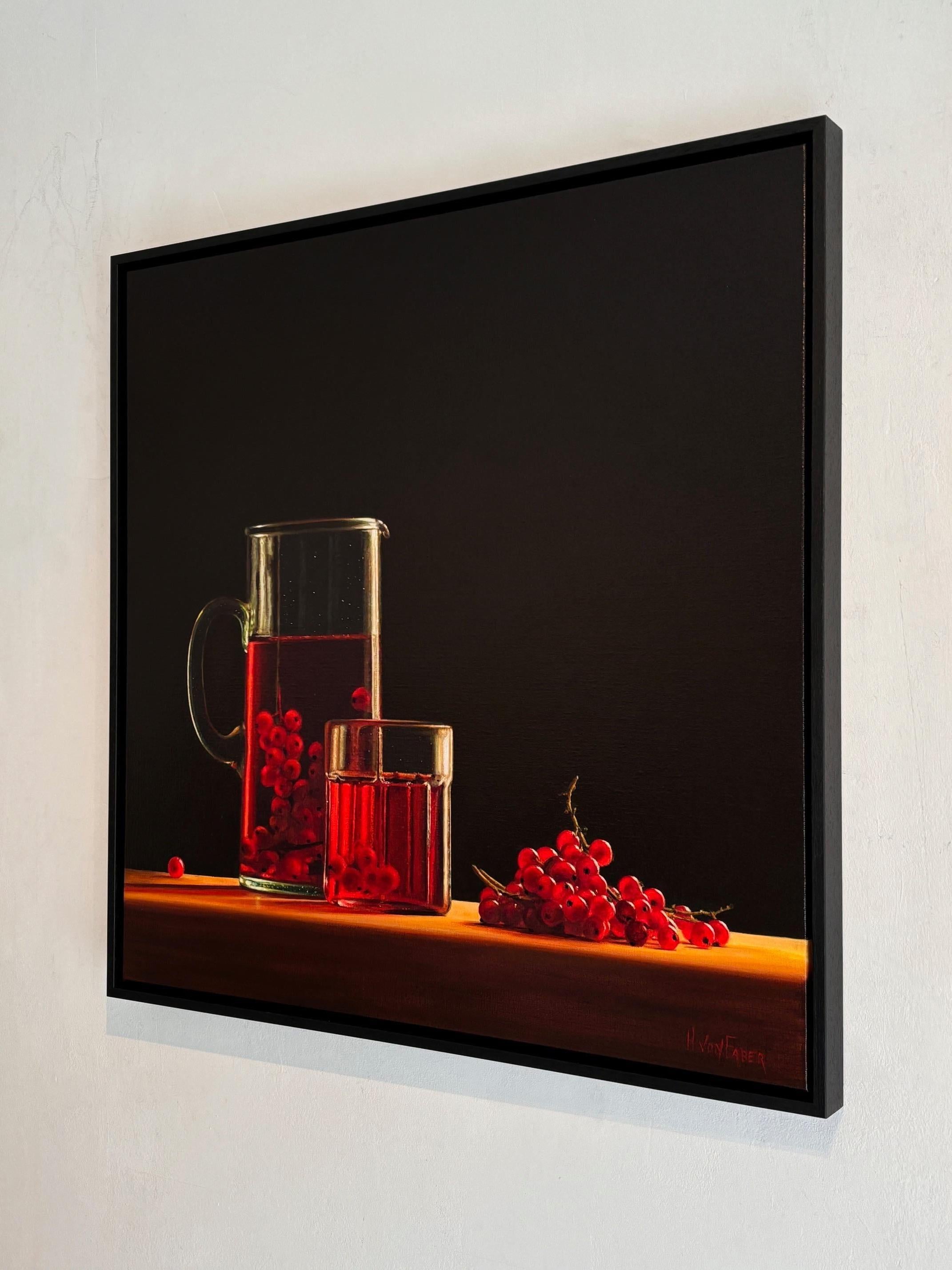 Red Currants and Jug  - original still life realism painting - contemporary Art - Painting by Heidi von Faber