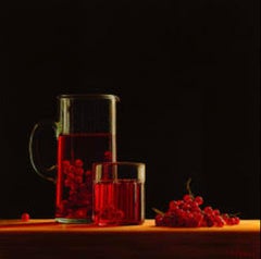 Red Currants and Jug  - original still life realism painting - contemporary Art