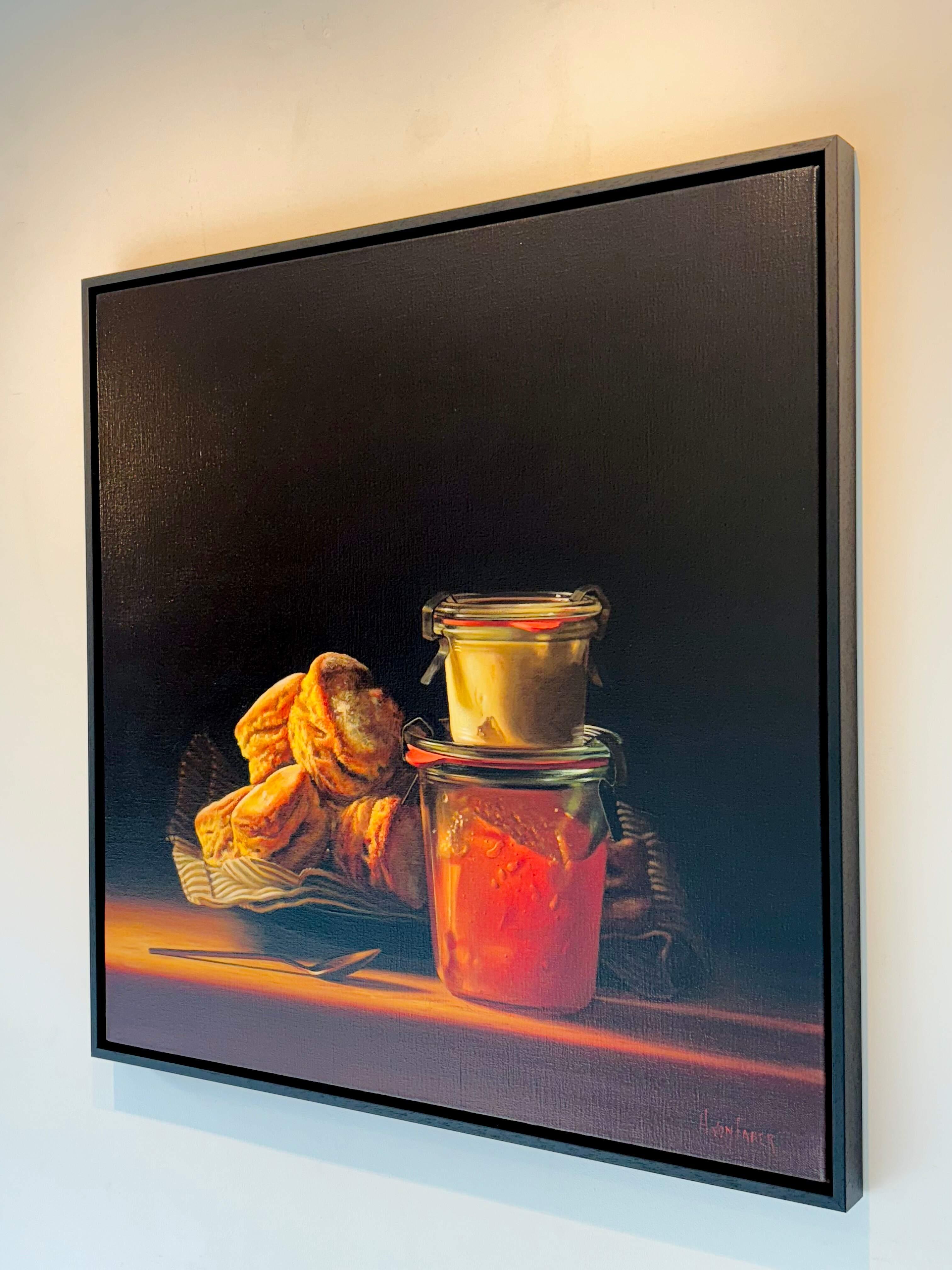 Scones-original modern hyper-realism still life food painting- contemporary Art - Photorealist Painting by Heidi von Faber
