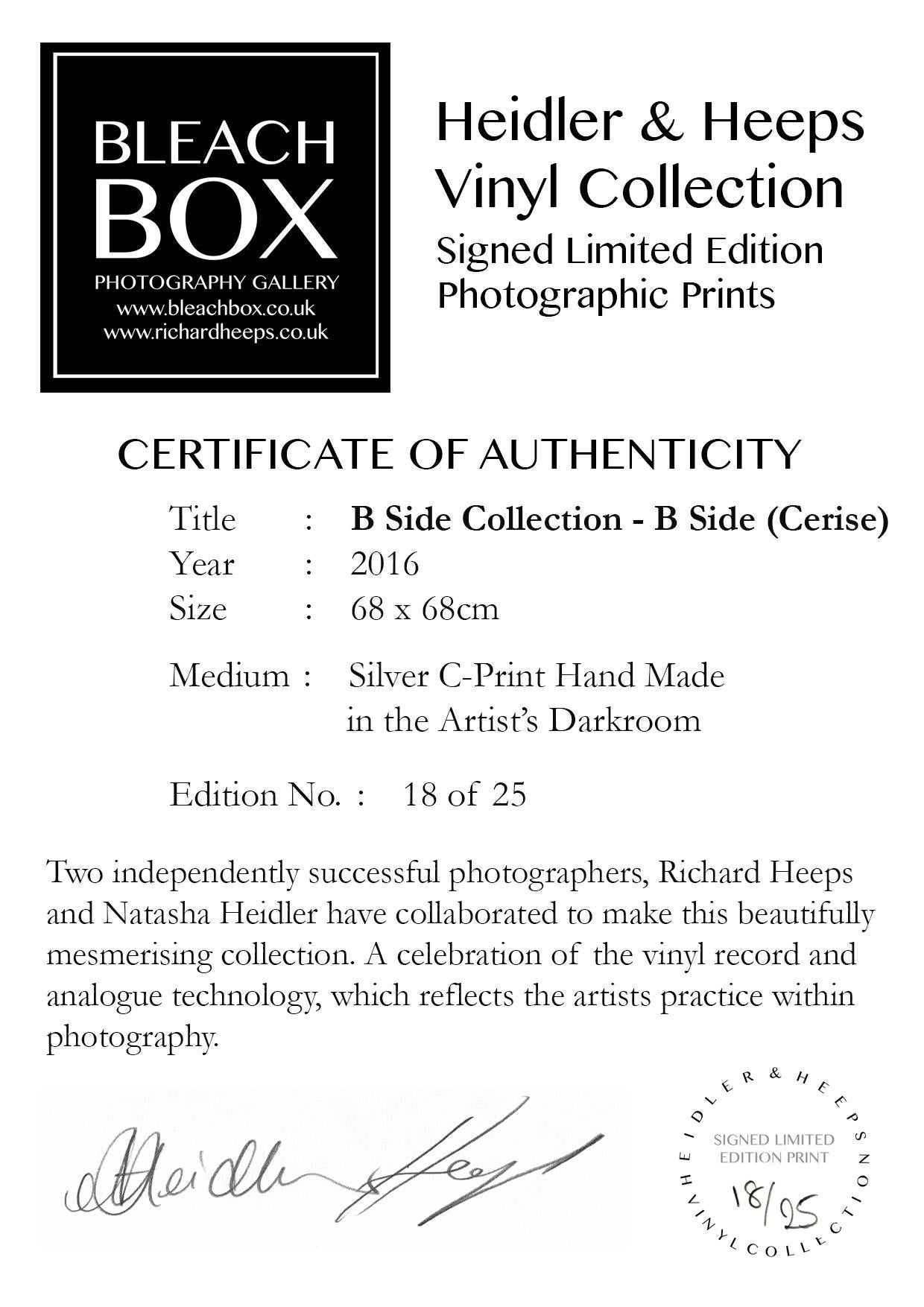 Collection B Side Vinyl, B Side (Cerise) - Photogrpahy conceptuel en couleur Pop Art - Rouge Print par Heidler & Heeps