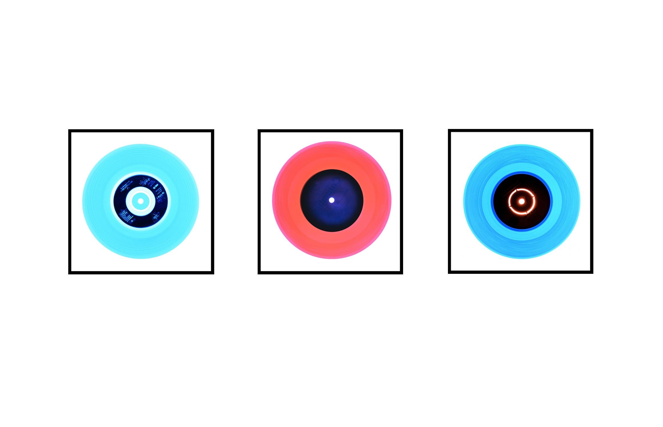 B Side Vinyl Collection - Medium Size Trio - Pop Art Color Photography - Blue Print by Heidler & Heeps