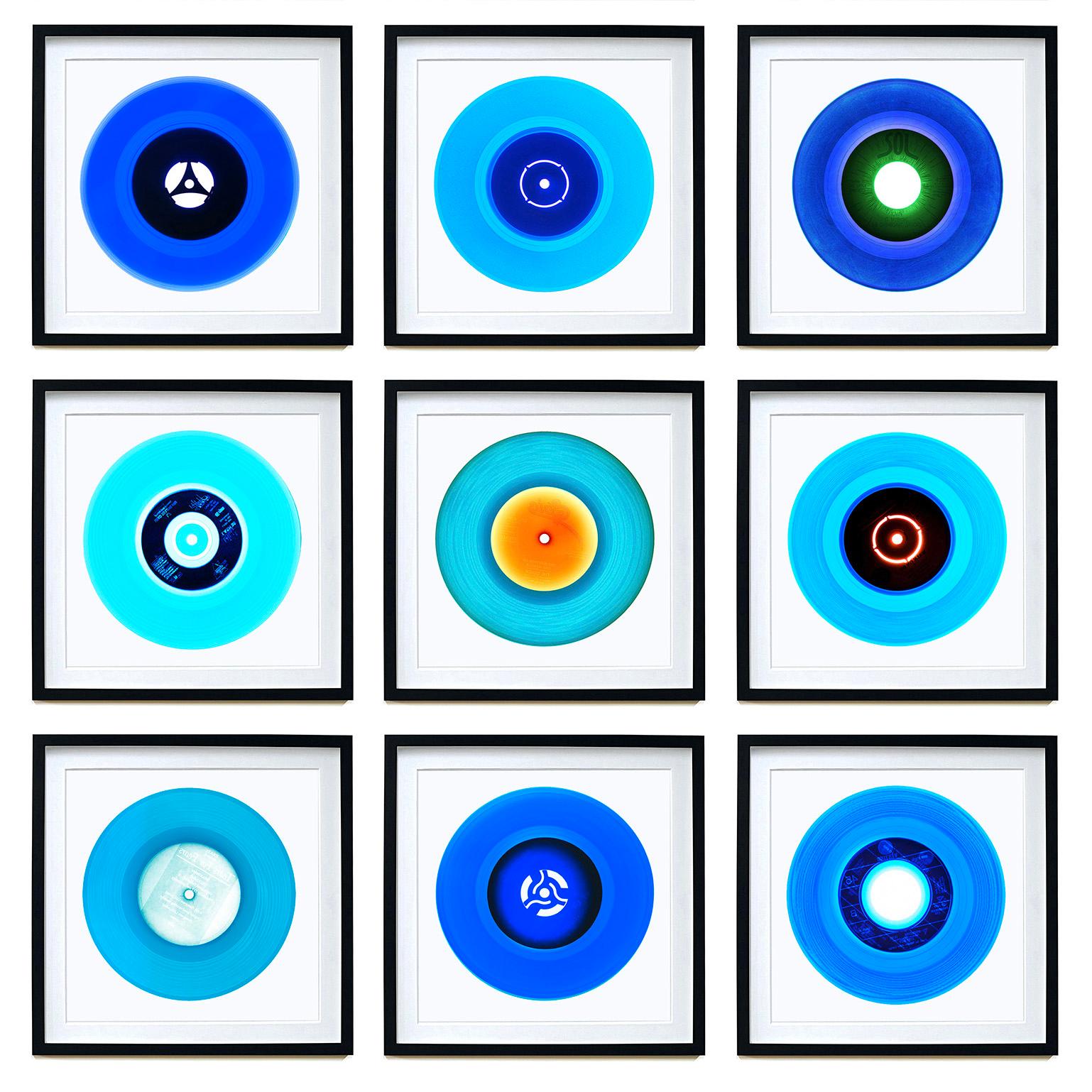 B Side Vinyl Collection Nine Piece Blues Installation - Pop Art Photography - Gray Still-Life Photograph by Heidler & Heeps