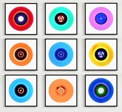 B Side Vinyl Collection Nine Piece Installation - Pop Art Multi-Color Photo