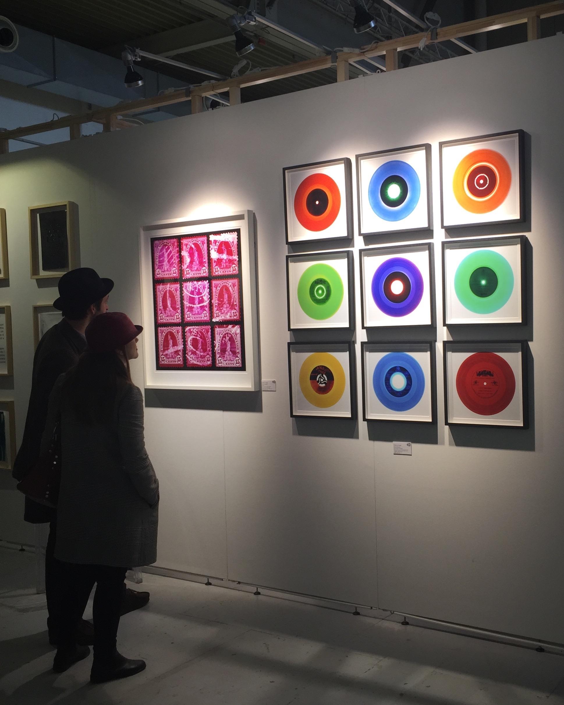 Heidler & Heeps B Side Vinyl Nine Piece Installation.
Acclaimed contemporary photographers, Richard Heeps and Natasha Heidler have collaborated to make this beautifully mesmerising collection. A celebration of the vinyl record and analogue