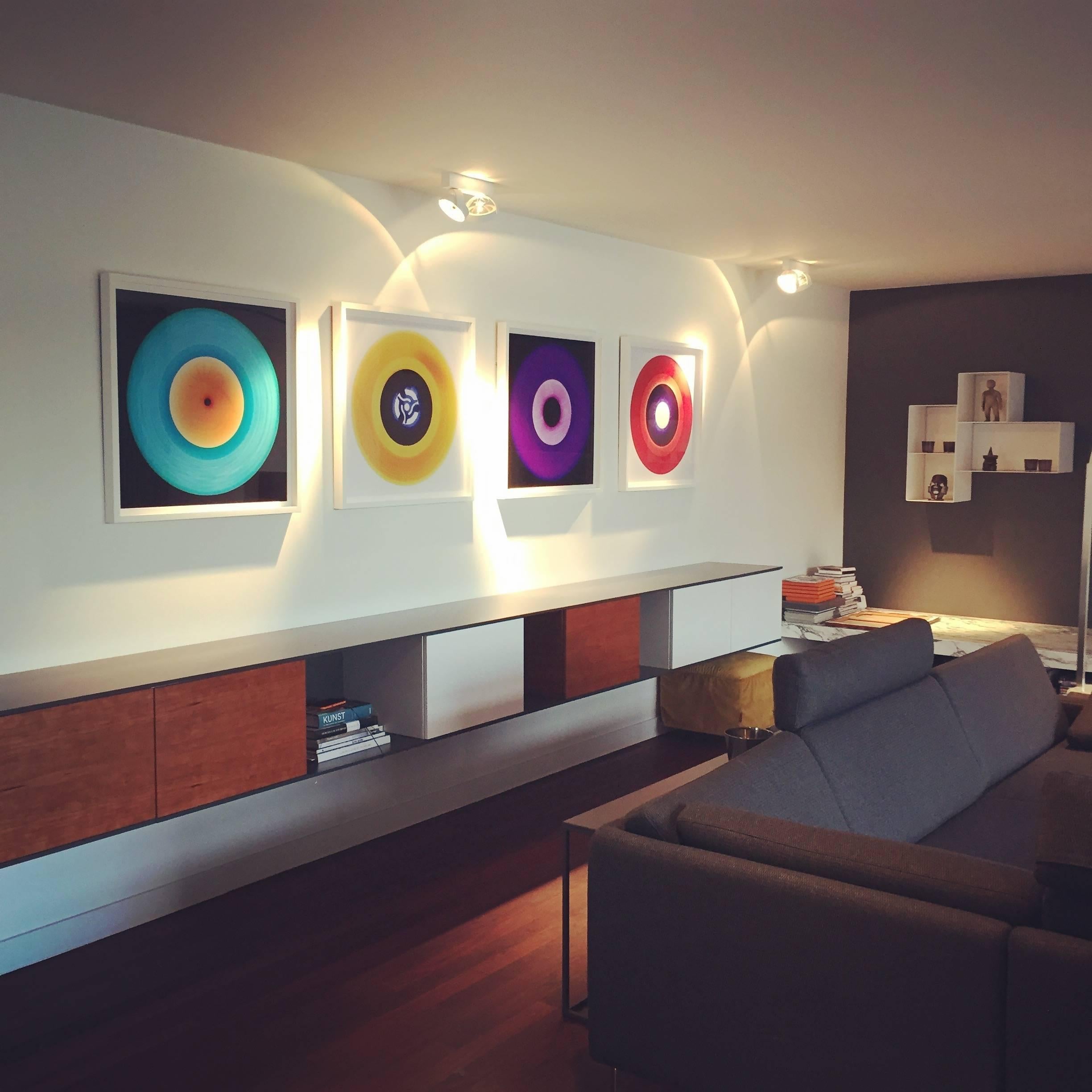 Heidler & Heeps B Side Vinyl Nine Piece Installation.
Acclaimed contemporary photographers, Richard Heeps and Natasha Heidler have collaborated to make this beautifully mesmerising collection. A celebration of the vinyl record and analogue