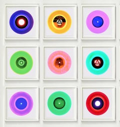 B Side Vinyl Collection Nine Piece Installation - Pop Art Multi-Color Photo