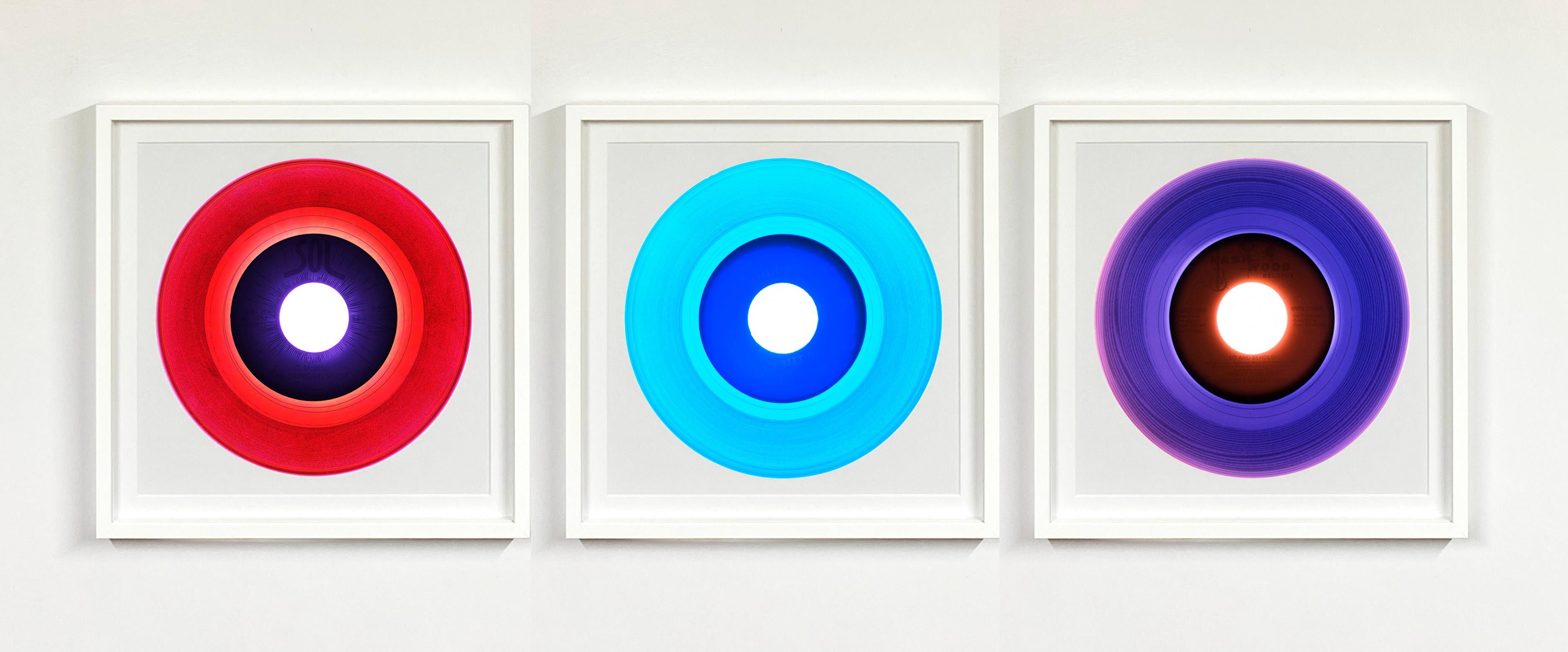 This listing is for three blue artworks from the Heidler & Heeps Vinyl Collection. 
Acclaimed contemporary photographers, Richard Heeps and Natasha Heidler have collaborated to make this beautifully mesmerising collection. A celebration of the vinyl